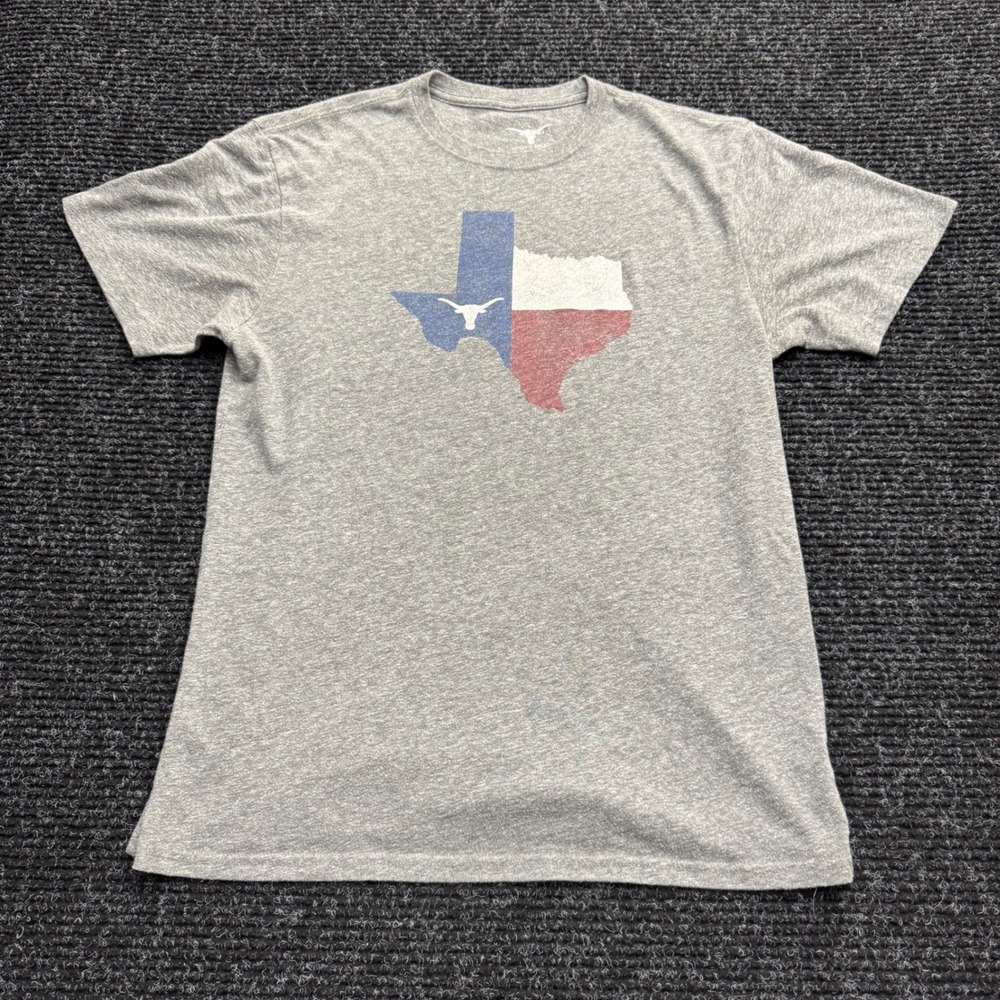 We Are Texas Mens Large Gray Longhorn State Flag Graphic T-Shirt L Short Sleeve